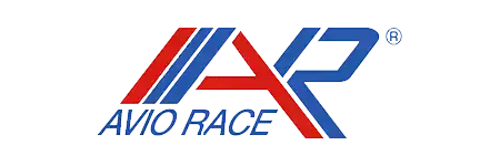 Avio Race logo with red and blue stylized lettering, representing precision engineering partnerships in motorsport electronics