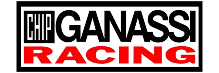 Chip Ganassi Racing logo with bold red and black text, representing STEELE’s partnerships in premier motorsports across IndyCar and IMSA