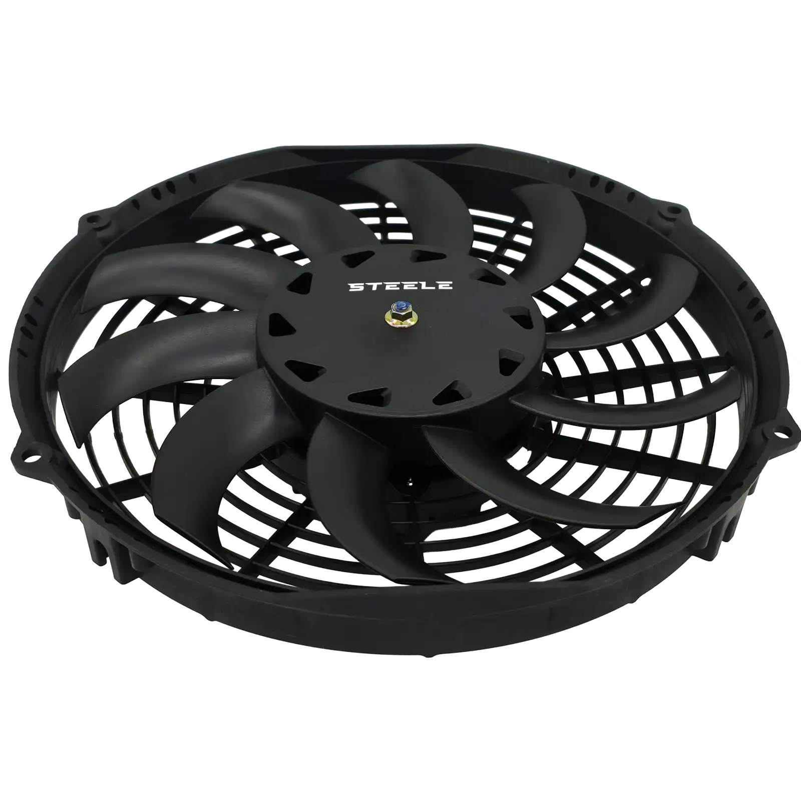 SRP 10-inch Performance Series Puller Fan – High-performance slim electric radiator fan with curved blade design.