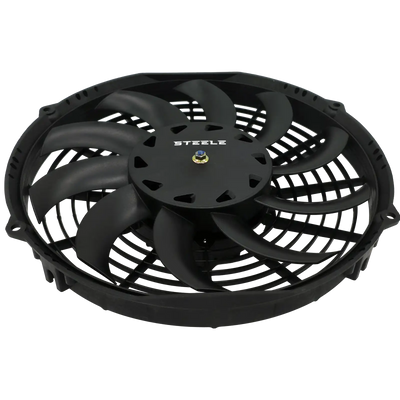 SRP 10-inch Performance Series Puller Fan – High-performance slim electric radiator fan with curved blade design.