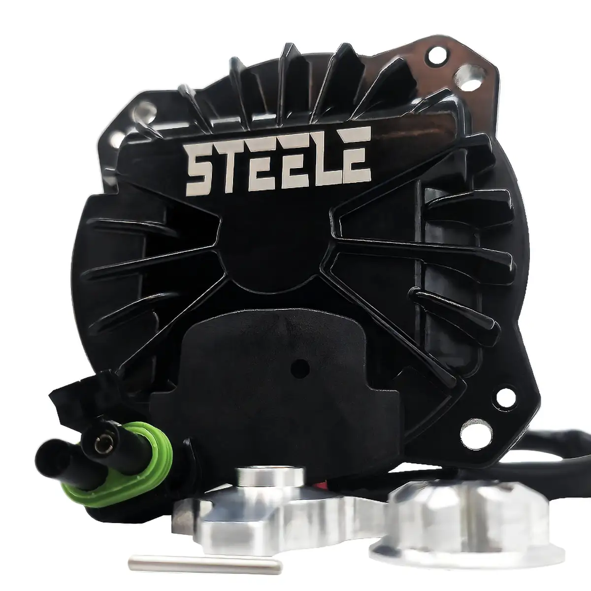 STEELE Pro Brushless Radiator Fan Motor Upgrade for Can-Am Maverick X3 – angled view
